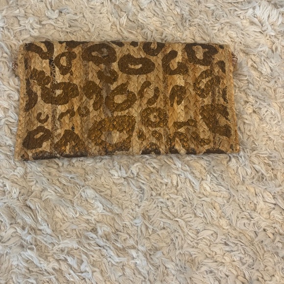 Straw Leopard Print Tan Clutch Bag - Picture 5 of 6